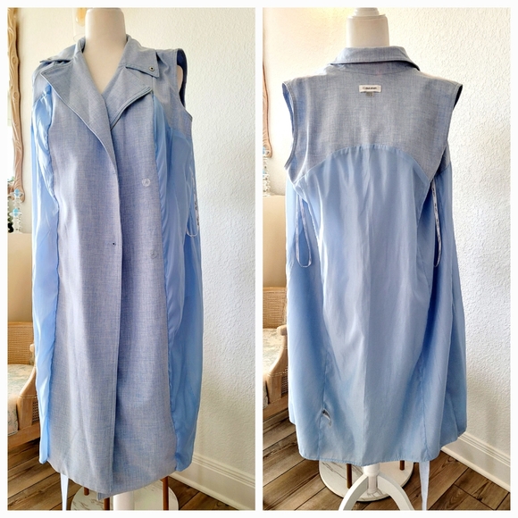 Calvin Klein Zip-Front Sleeveless Belted Dress Womens  Sz 14W - Picture 3 of 8